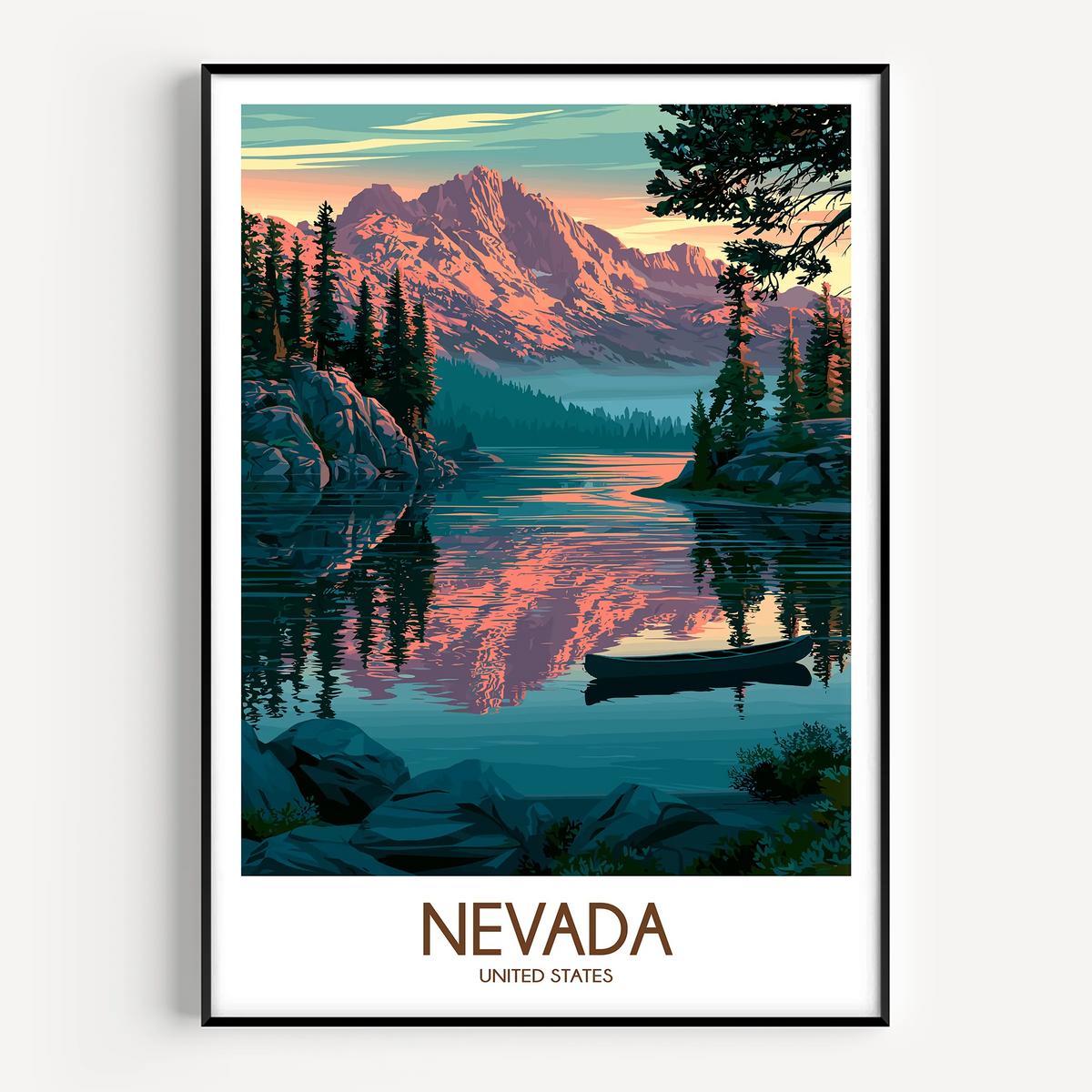 Nevada Retro Travel Illustration