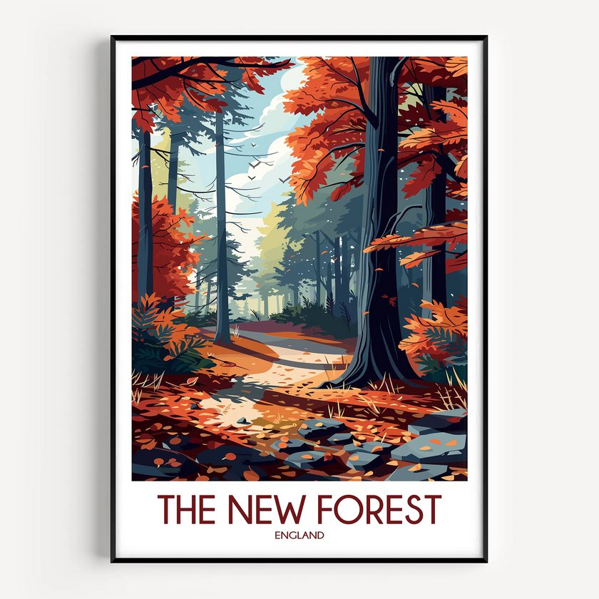 New Forest Retro Travel Illustration