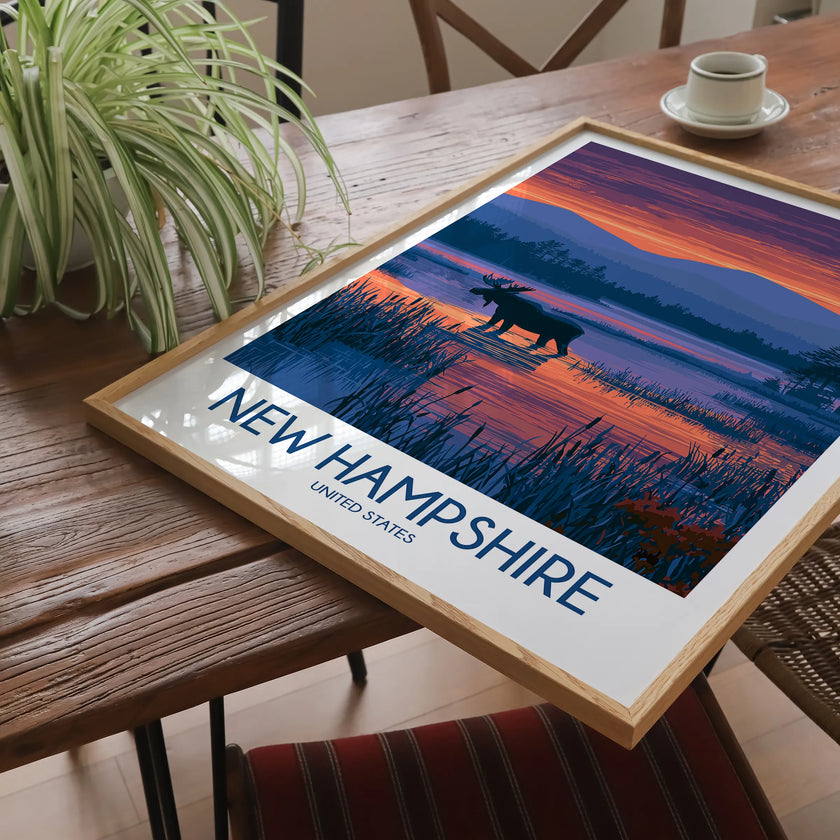 New Hampshire Retro Travel Illustration