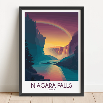 Niagara Falls Retro Travel Illustration