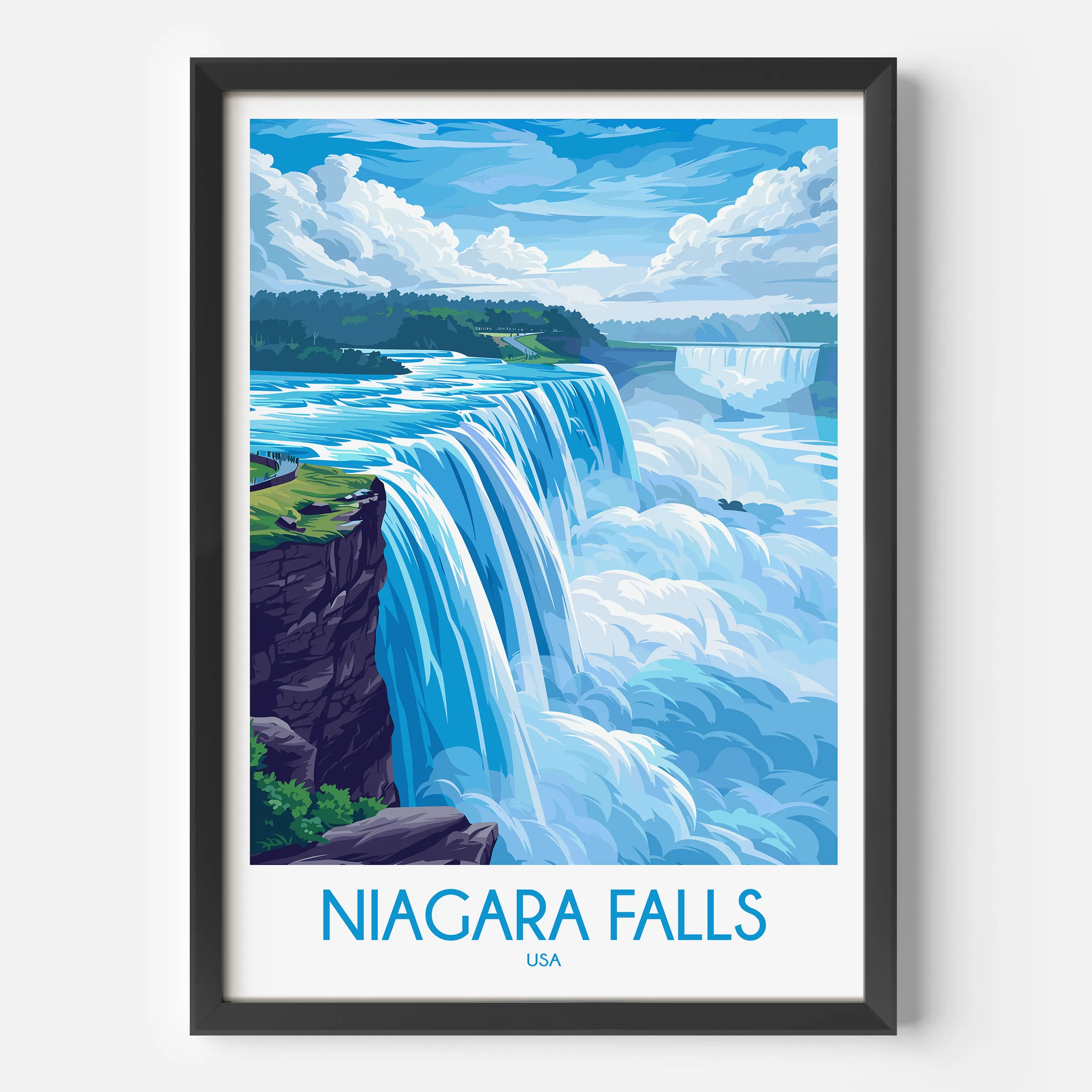 Niagara Falls Retro Travel Illustration