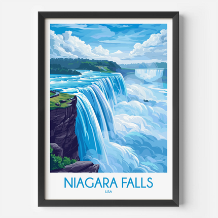 Niagara Falls Retro Travel Illustration