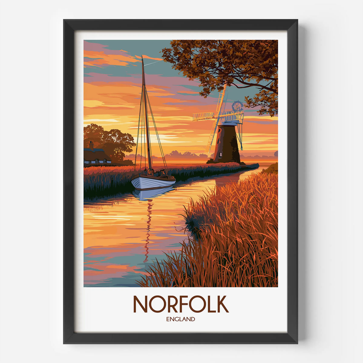 Norfolk Retro Travel Illustration