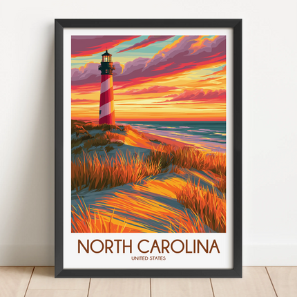 North Carolina Retro Travel Illustration