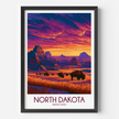 North Dakota Retro Travel Illustration
