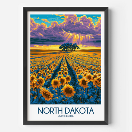 North Dakota Vintage Style Print
