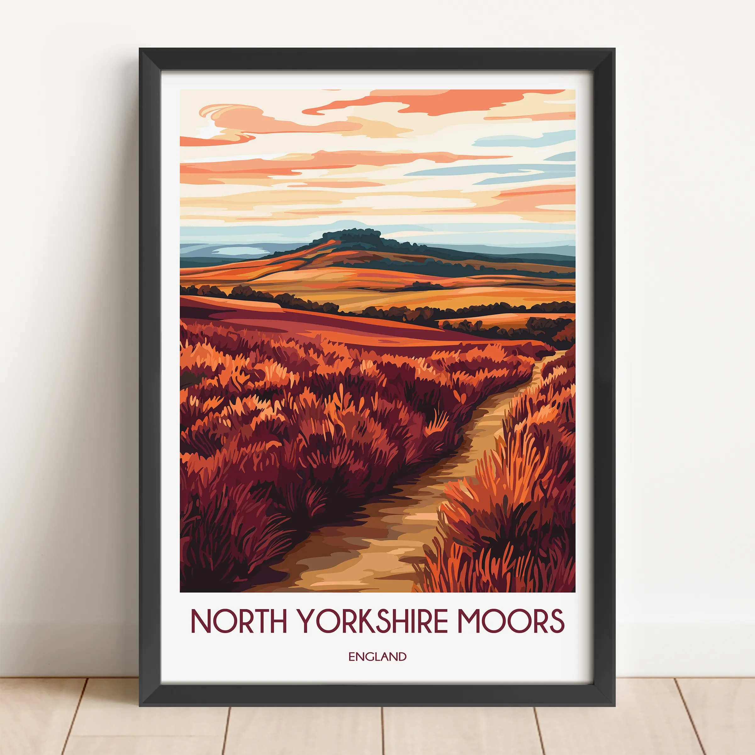 North Yorkshire Moors Retro Travel Illustration