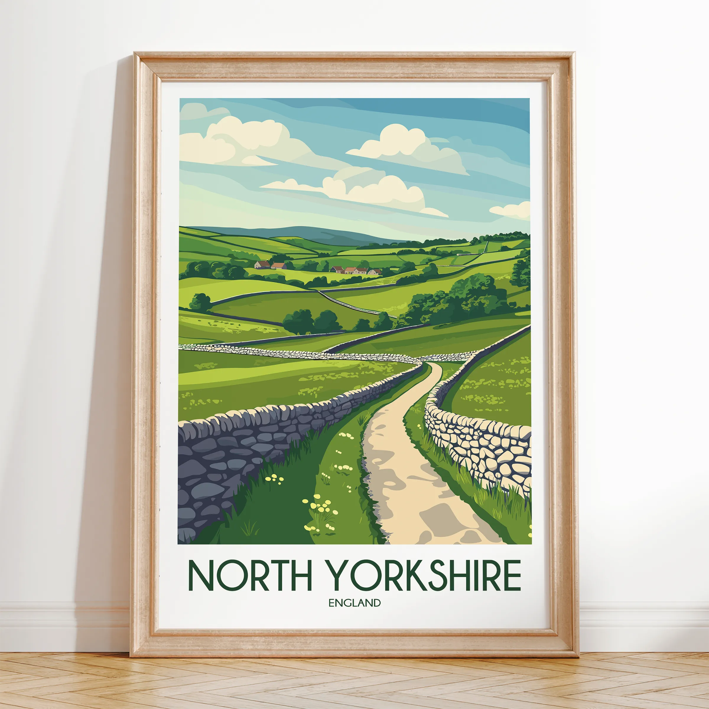 North Yorkshire Vintage Style Print