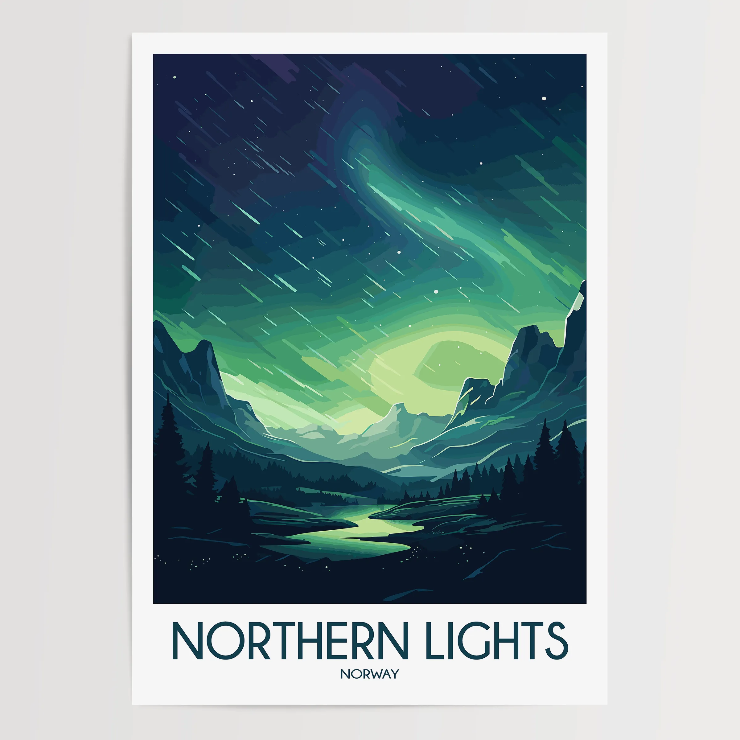 Northern Lights Modern Travel Poster