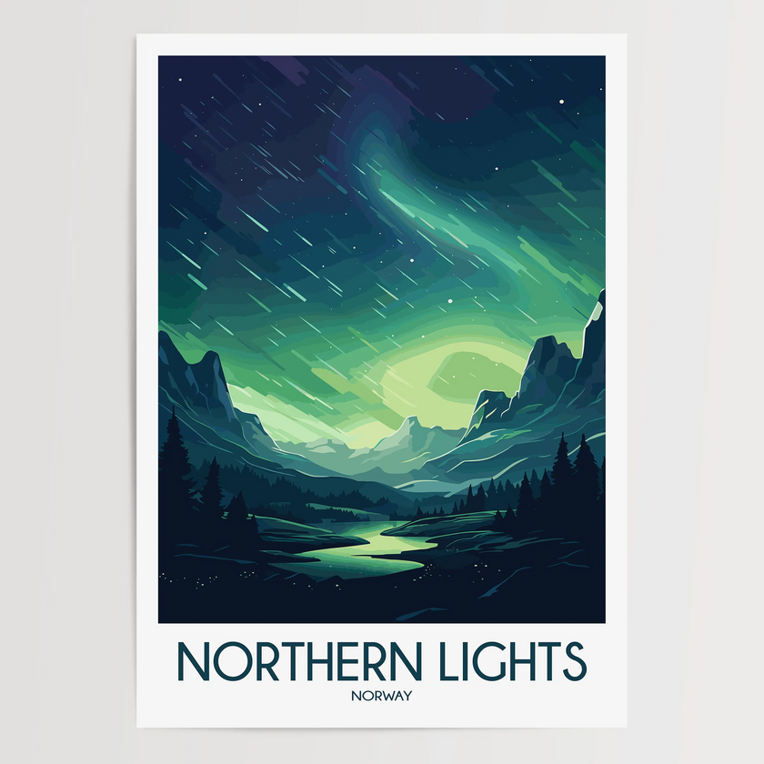 Northern Lights Modern Travel Poster