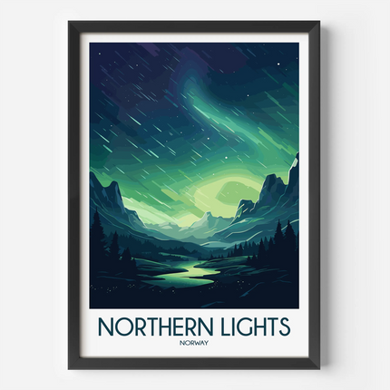 Northern Lights Modern Travel Poster