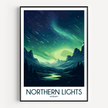 Northern Lights Vintage Style Print
