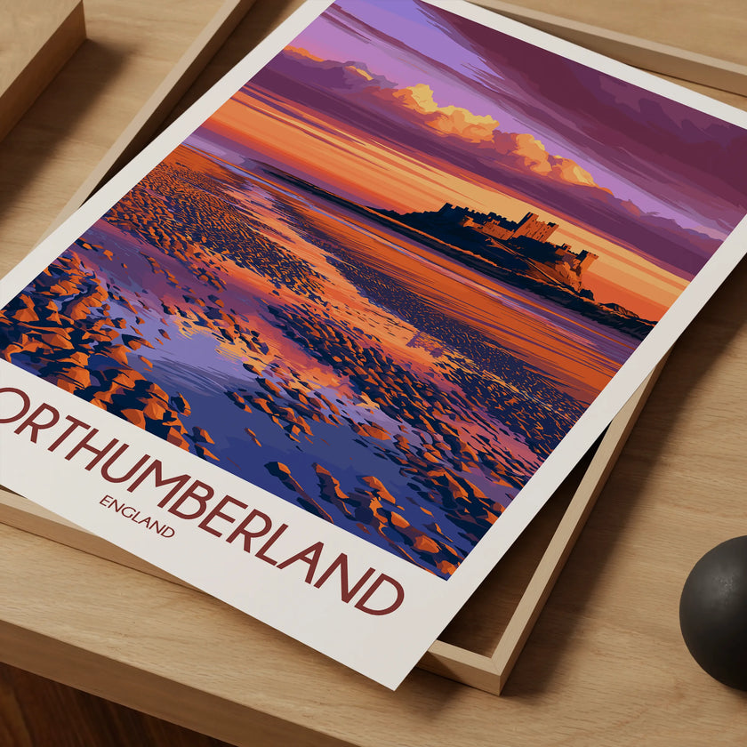 Northumberland Retro Travel Illustration