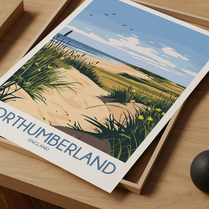 Northumberland Retro Travel Illustration