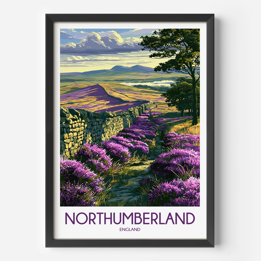 Northumberland Retro Travel Illustration