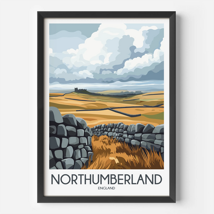 Northumberland Retro Travel Illustration
