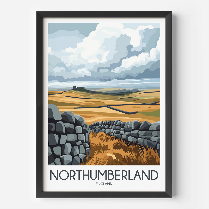 Northumberland Retro Travel Illustration