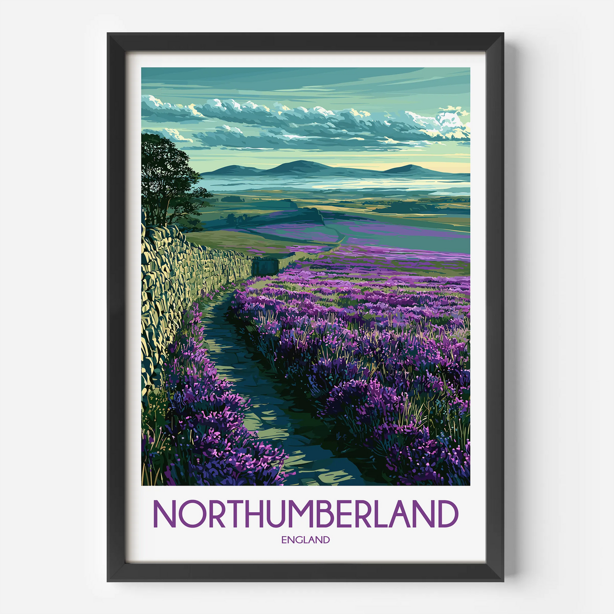 Northumberland Retro Travel Illustration