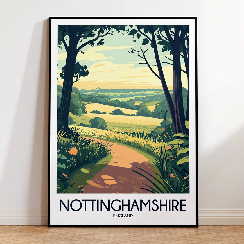 Nottinghamshire Retro Travel Illustration