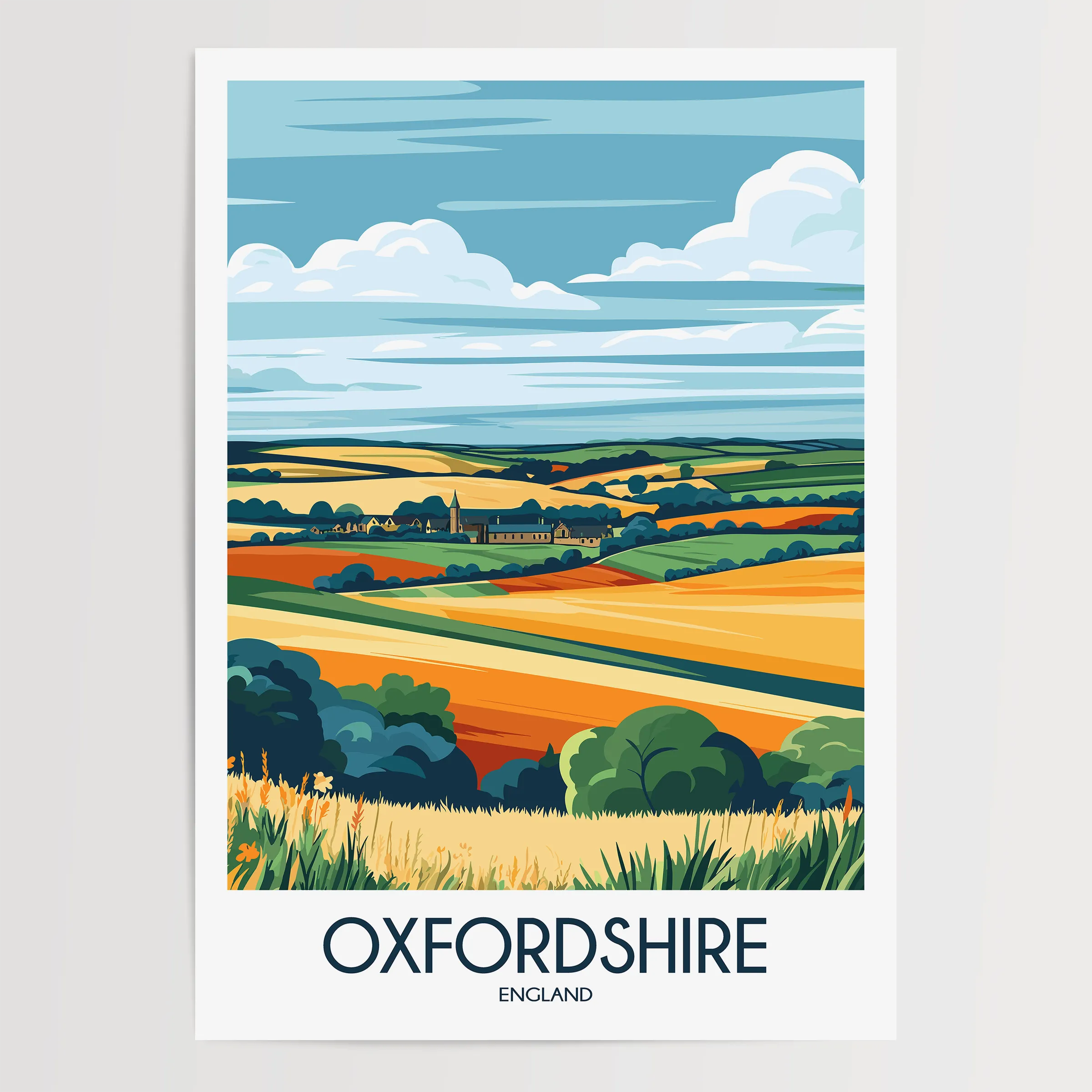 Oxfordshire Vintage Style Print