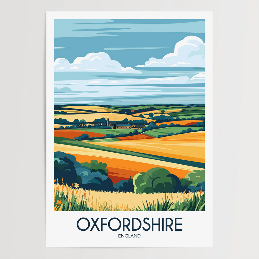 Oxfordshire Vintage Style Print