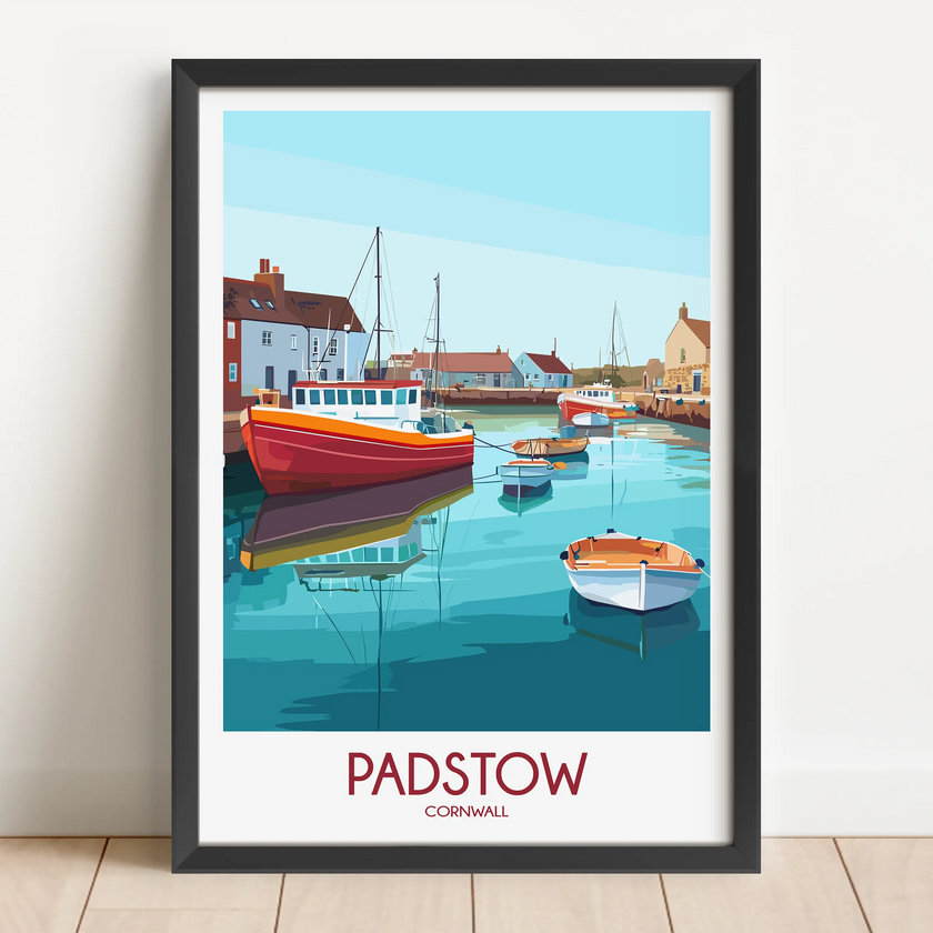 Padstow Retro Travel Illustration