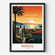 Paphos Retro Travel Illustration