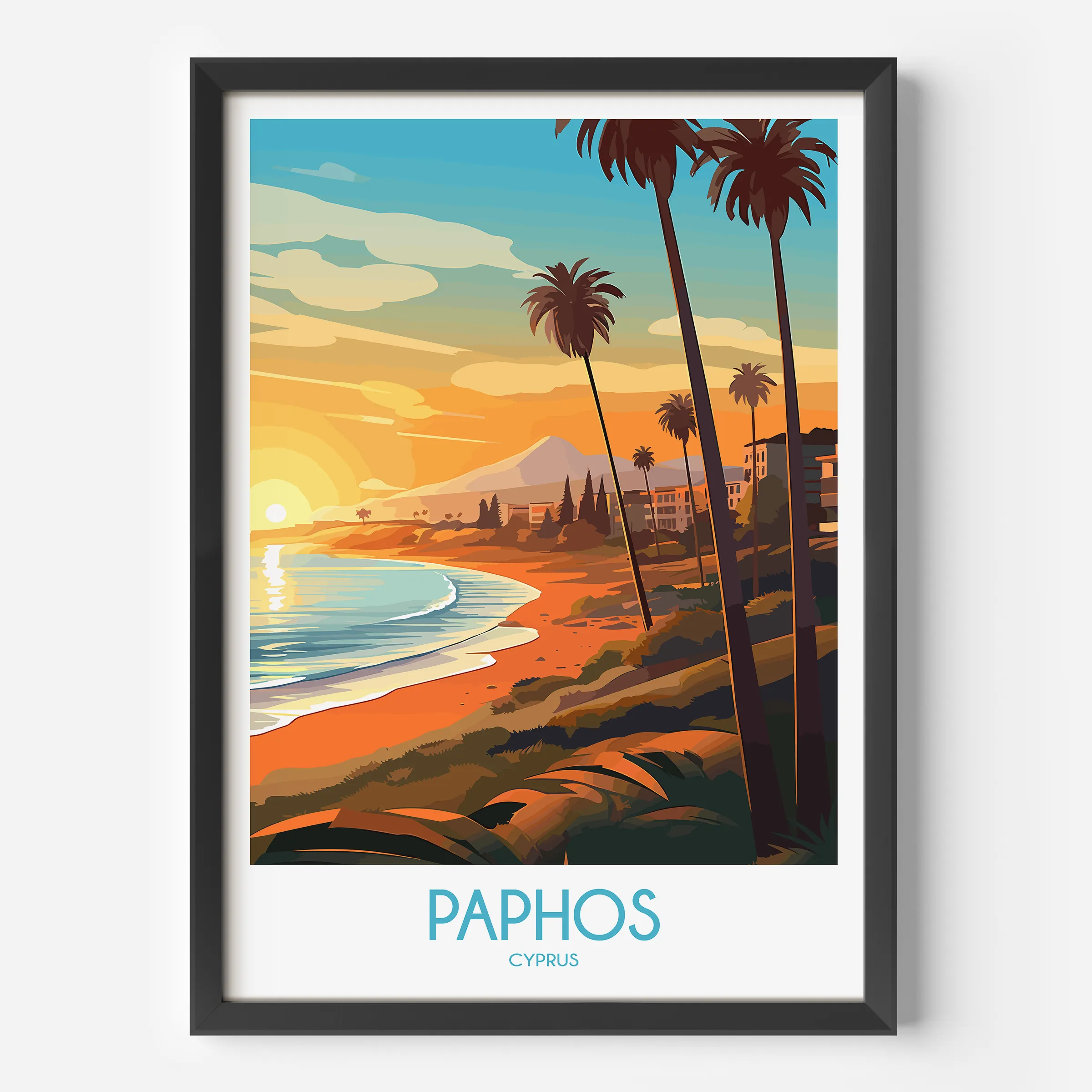 Paphos Retro Travel Illustration