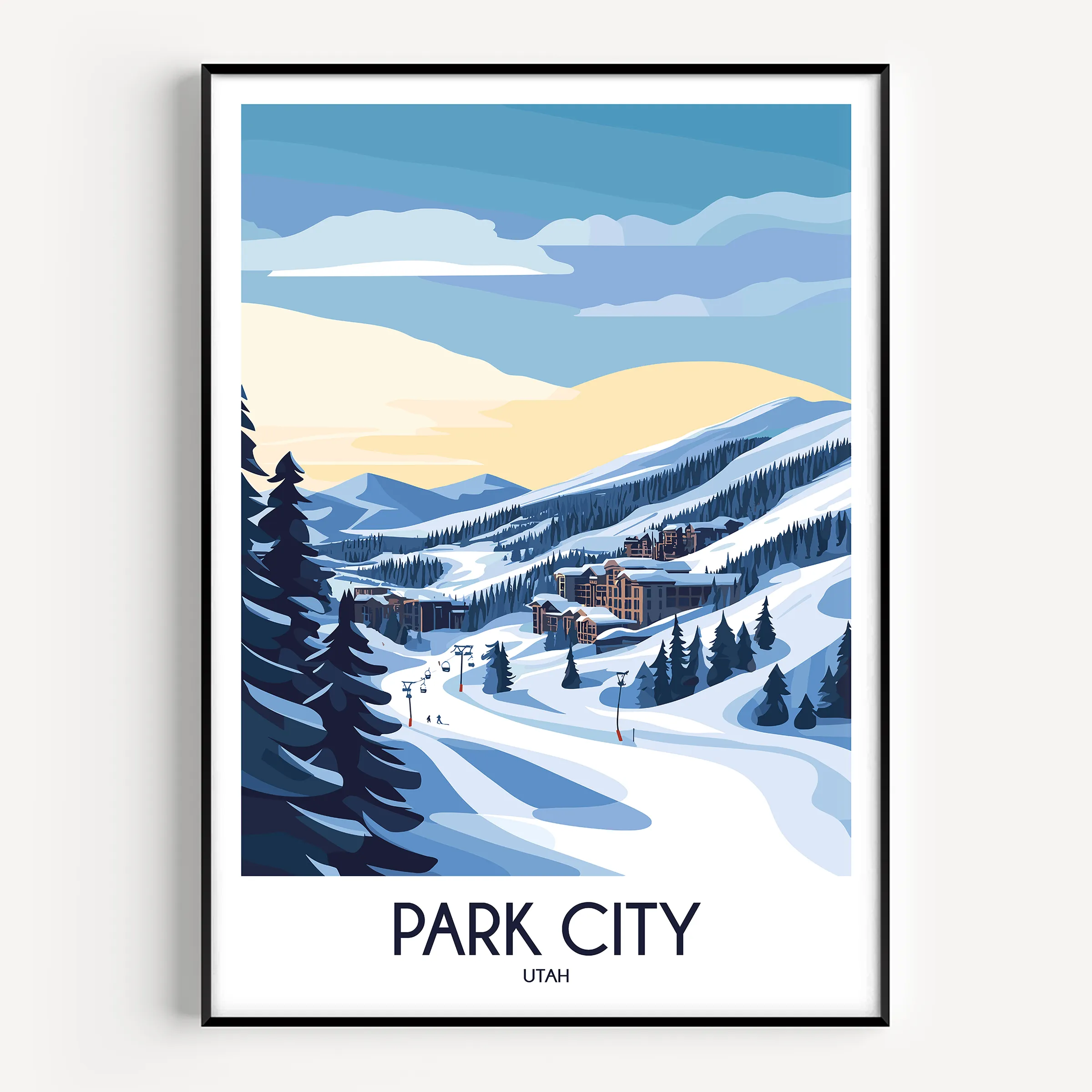 Park City Retro Travel Illustration