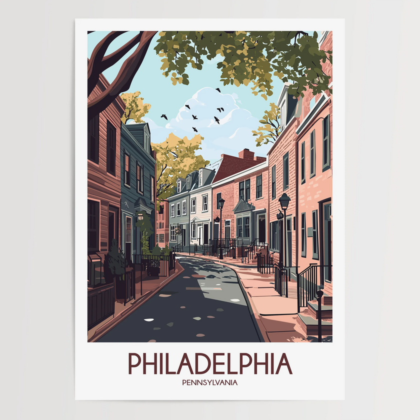 Philadelphia Retro Travel Illustration
