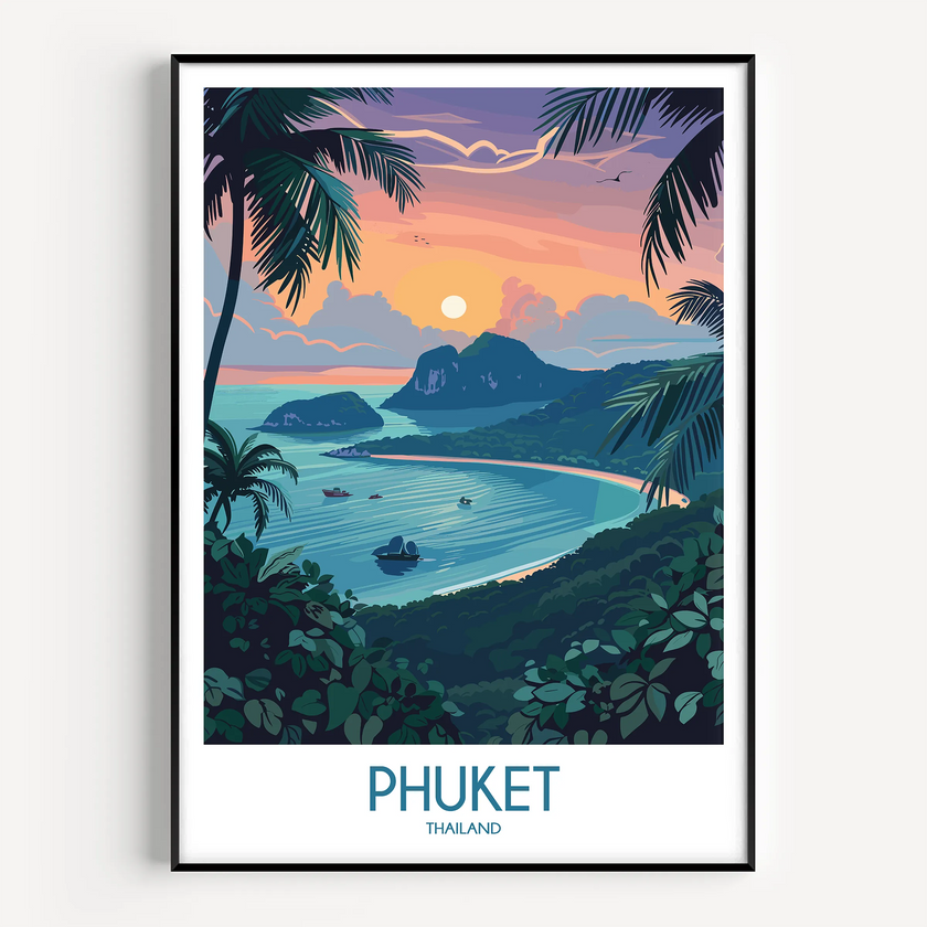 Phuket Retro Travel Illustration