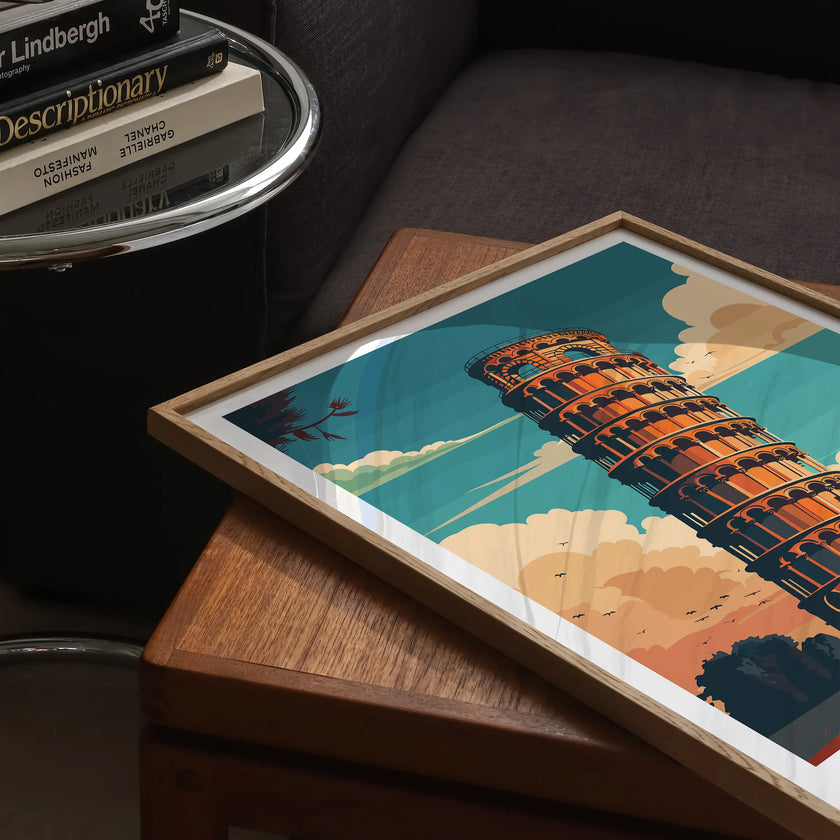 Pisa Retro Travel Illustration