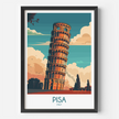 Pisa Retro Travel Illustration