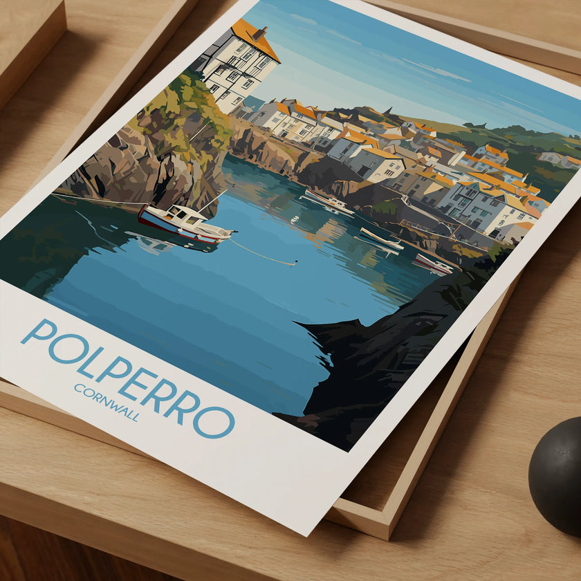 Polperro Retro Travel Illustration