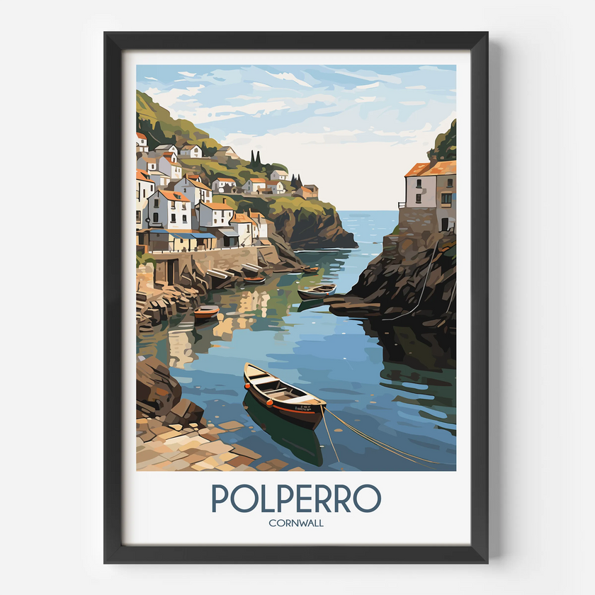 Polperro Retro Travel Illustration