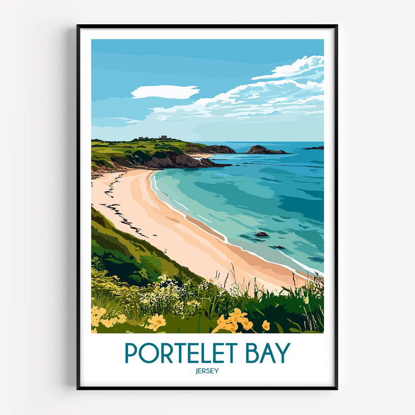 Portelet Bay Modern Travel Poster