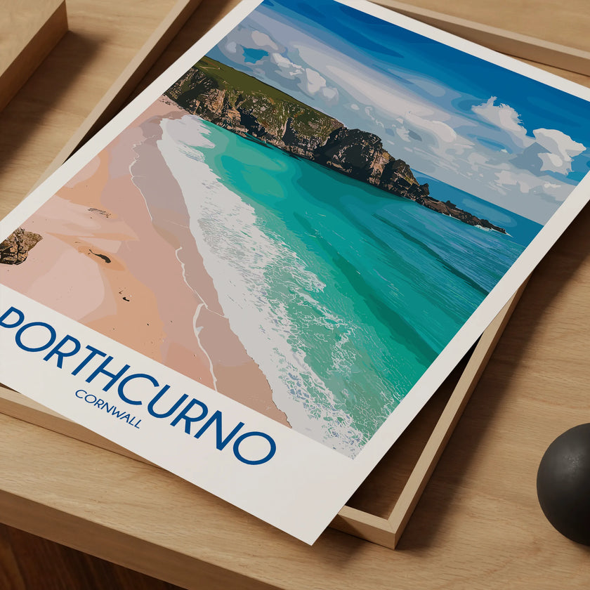 Porthcurno Modern Travel Poster
