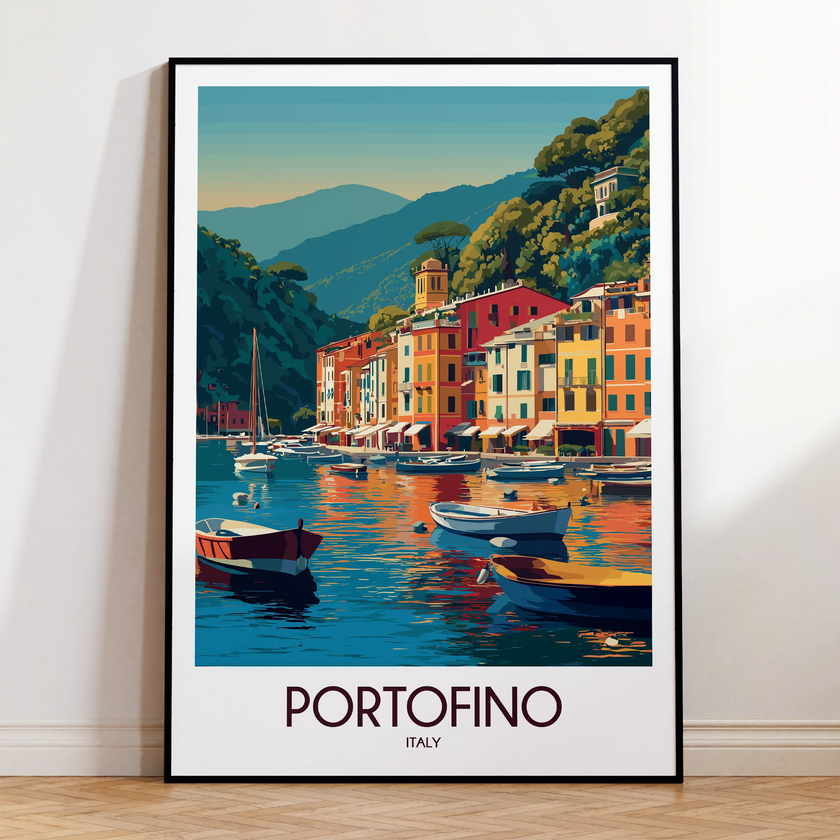 Portofino Retro Travel Illustration
