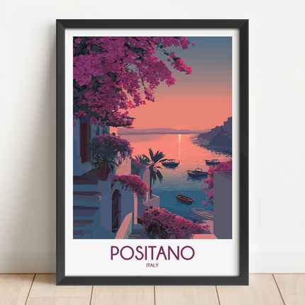 Positano Retro Travel Illustration