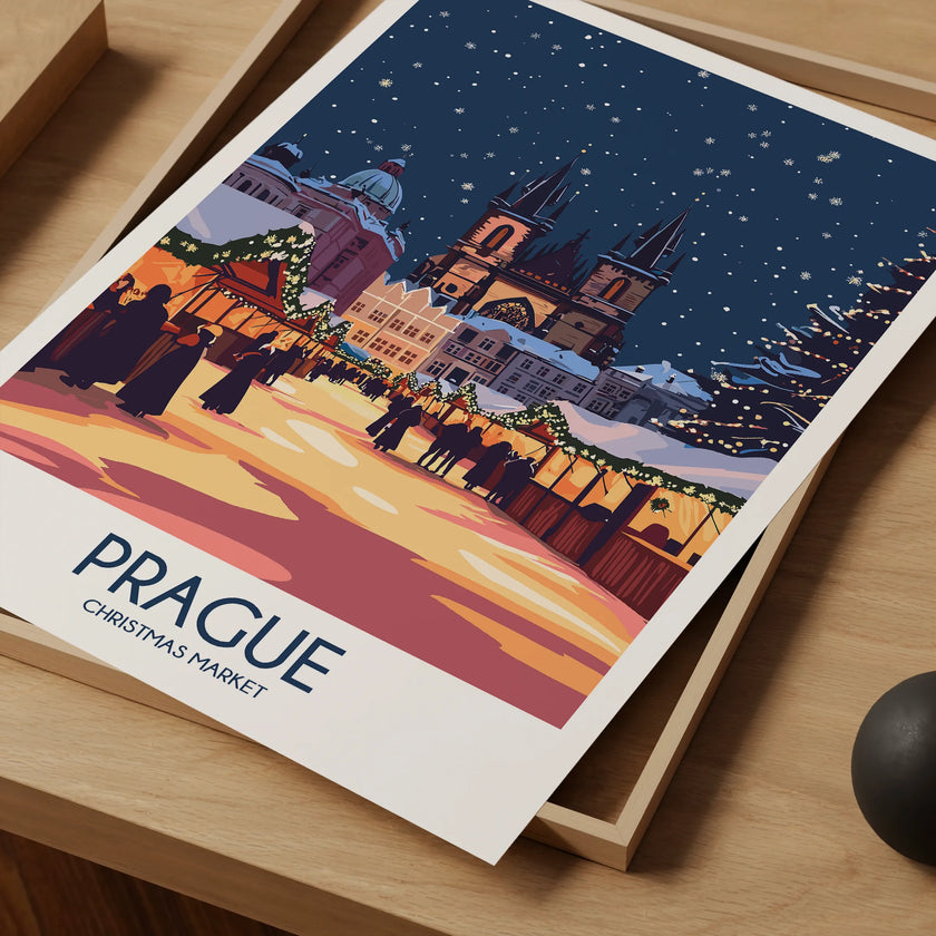 Prague Retro Travel Illustration