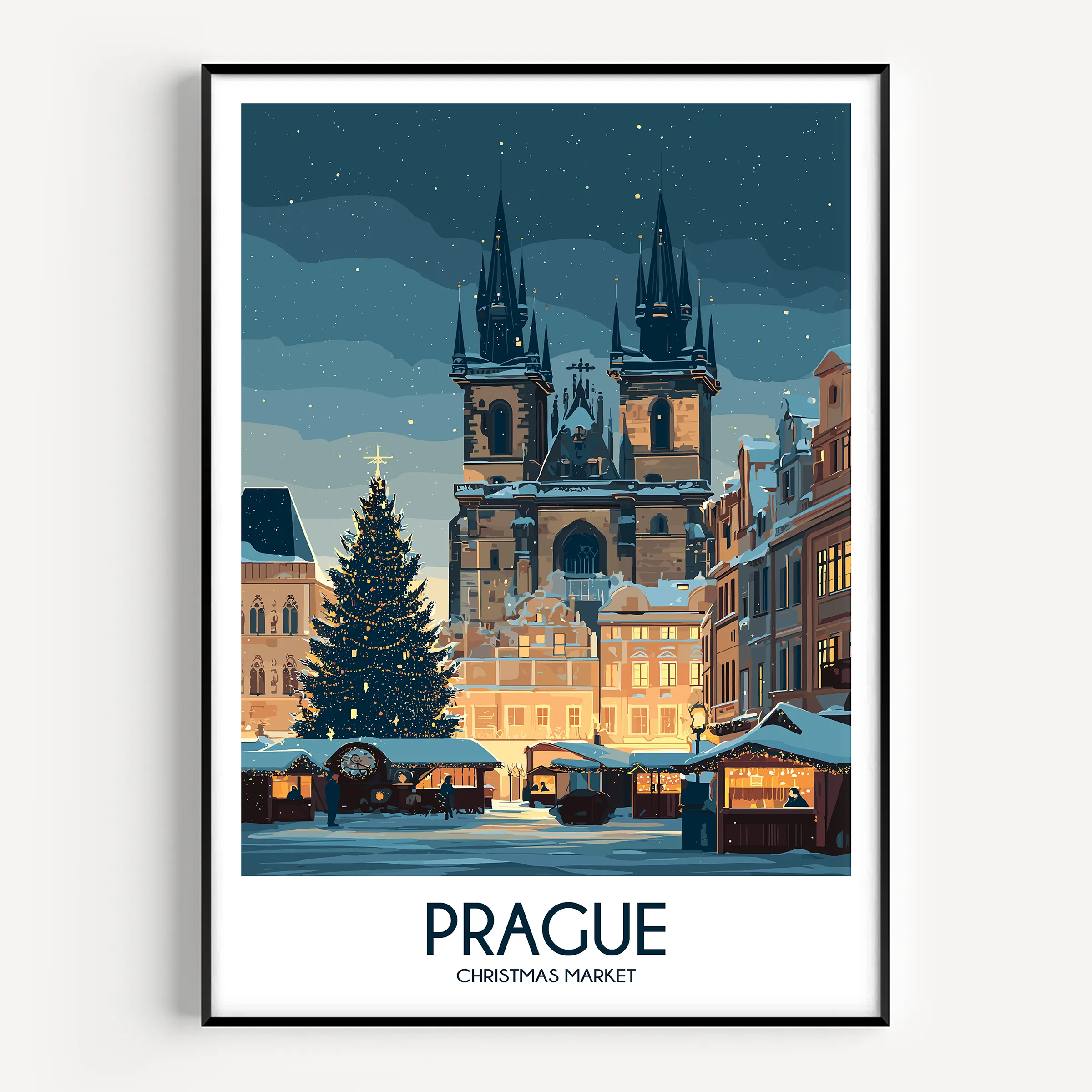 Prague Retro Travel Illustration