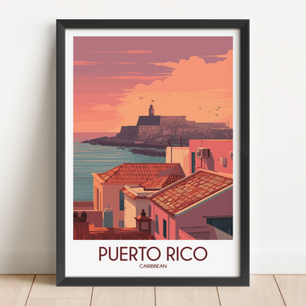 Puerto Rico Retro Travel Illustration