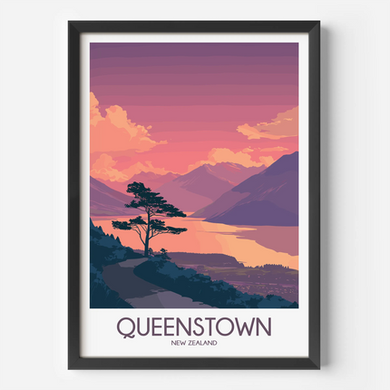 Queenstown Retro Travel Illustration