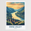 Rhine Valley Retro Travel Illustration