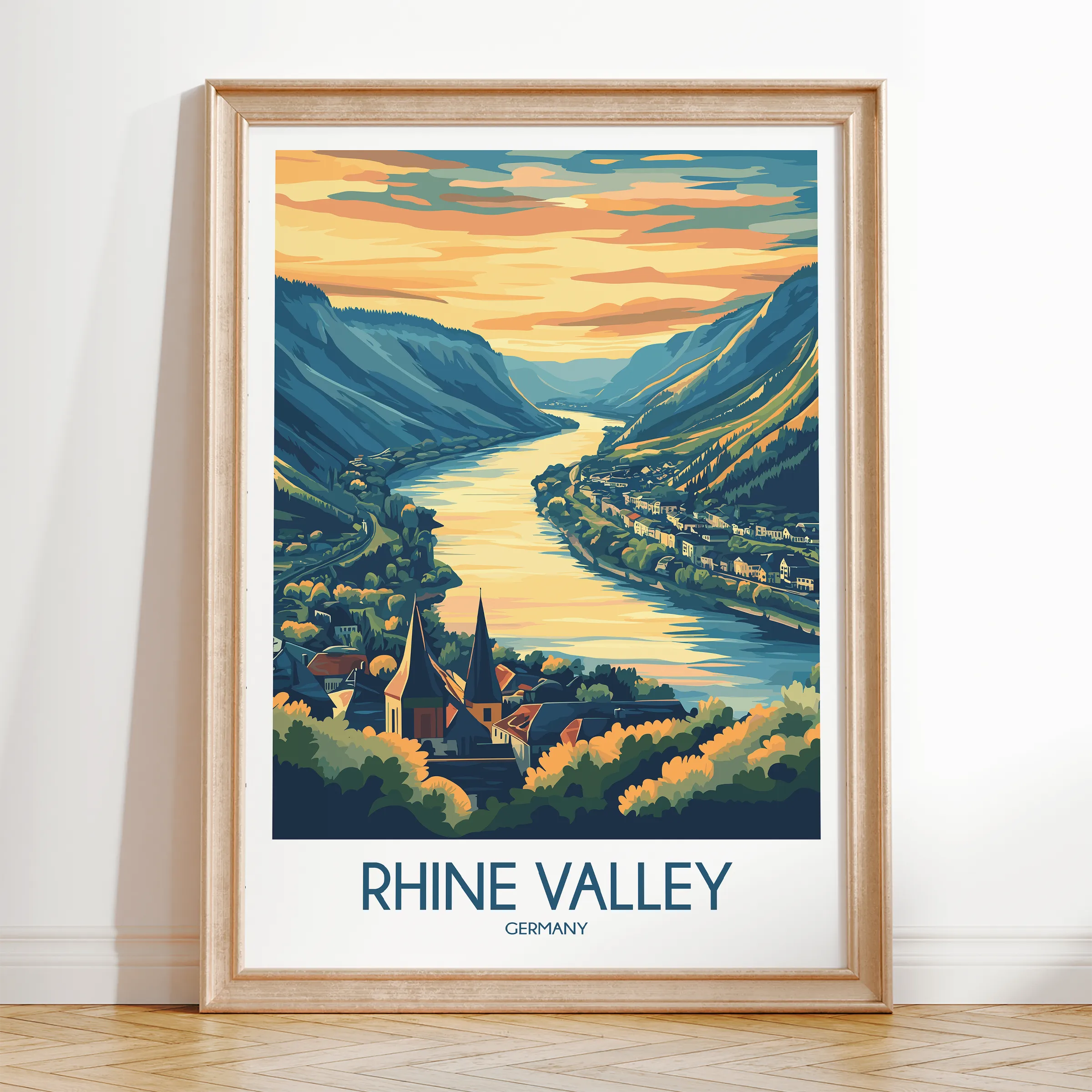 Rhine Valley Scenic Landscape Art