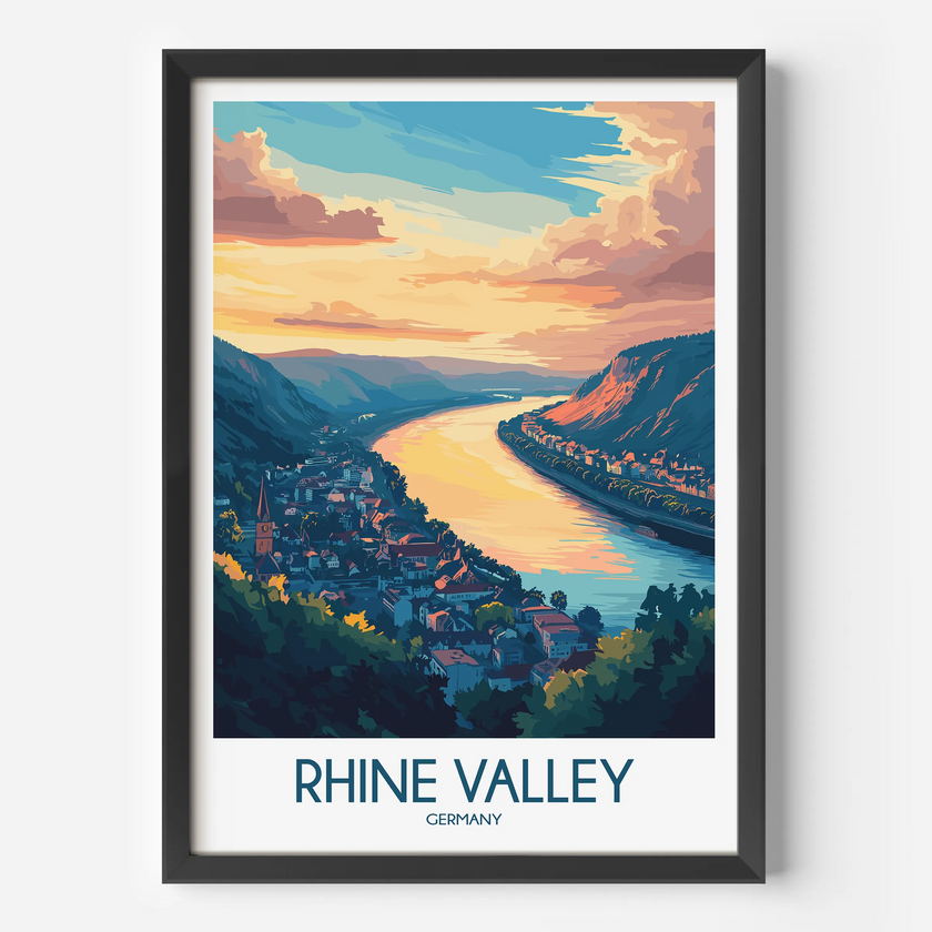Rhine Valley Vintage Style Print
