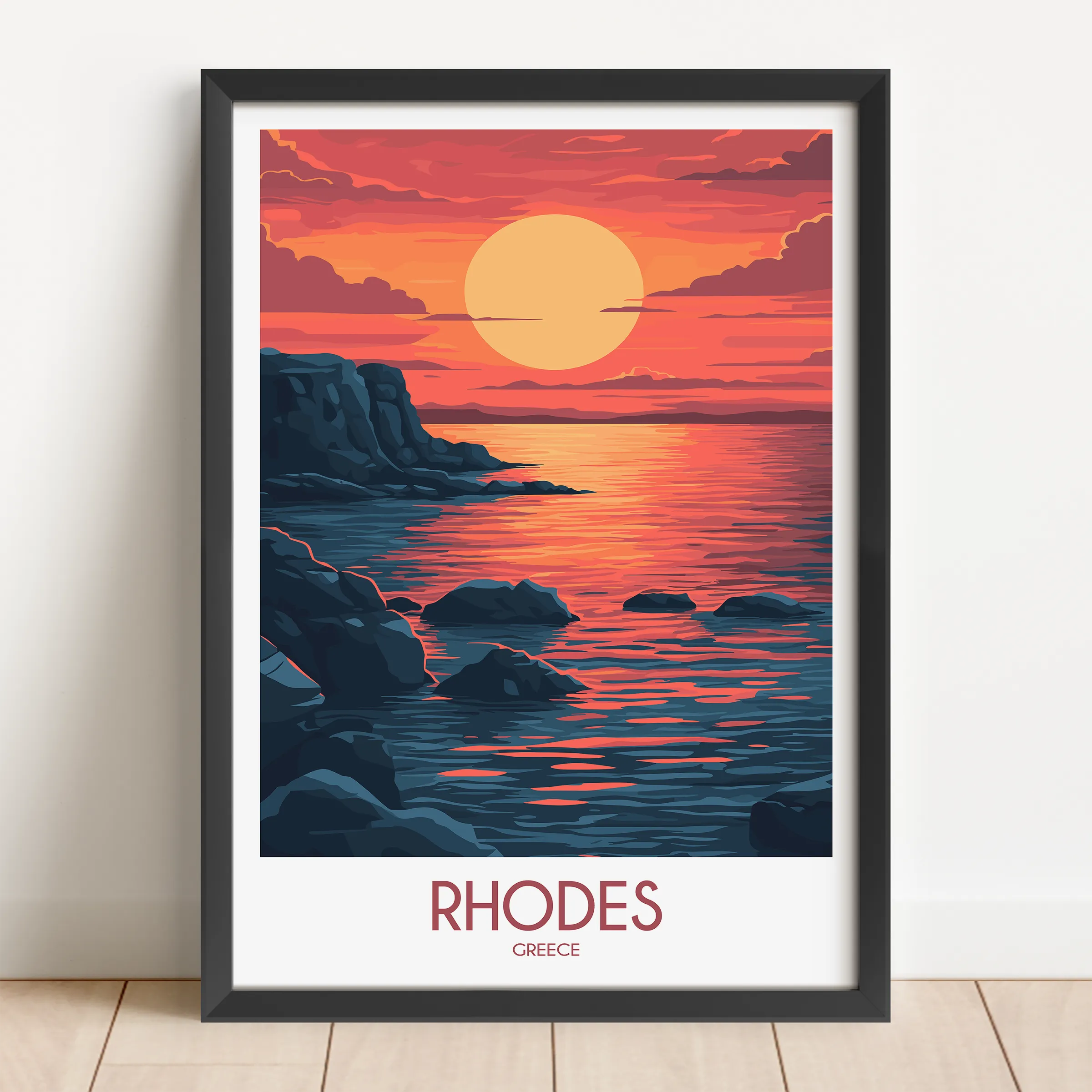 Rhodes Modern Travel Poster