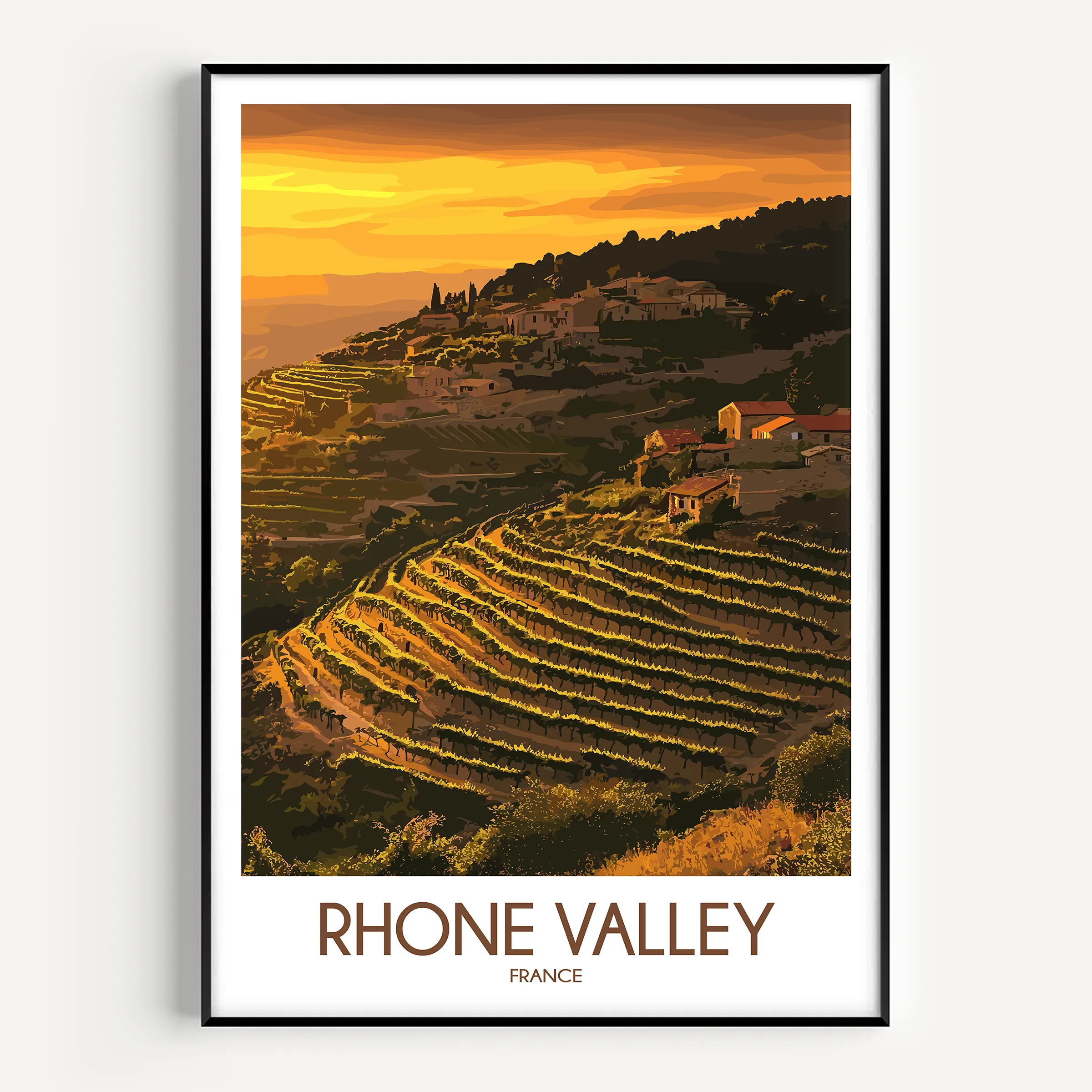 Rhone Valley Retro Travel Illustration