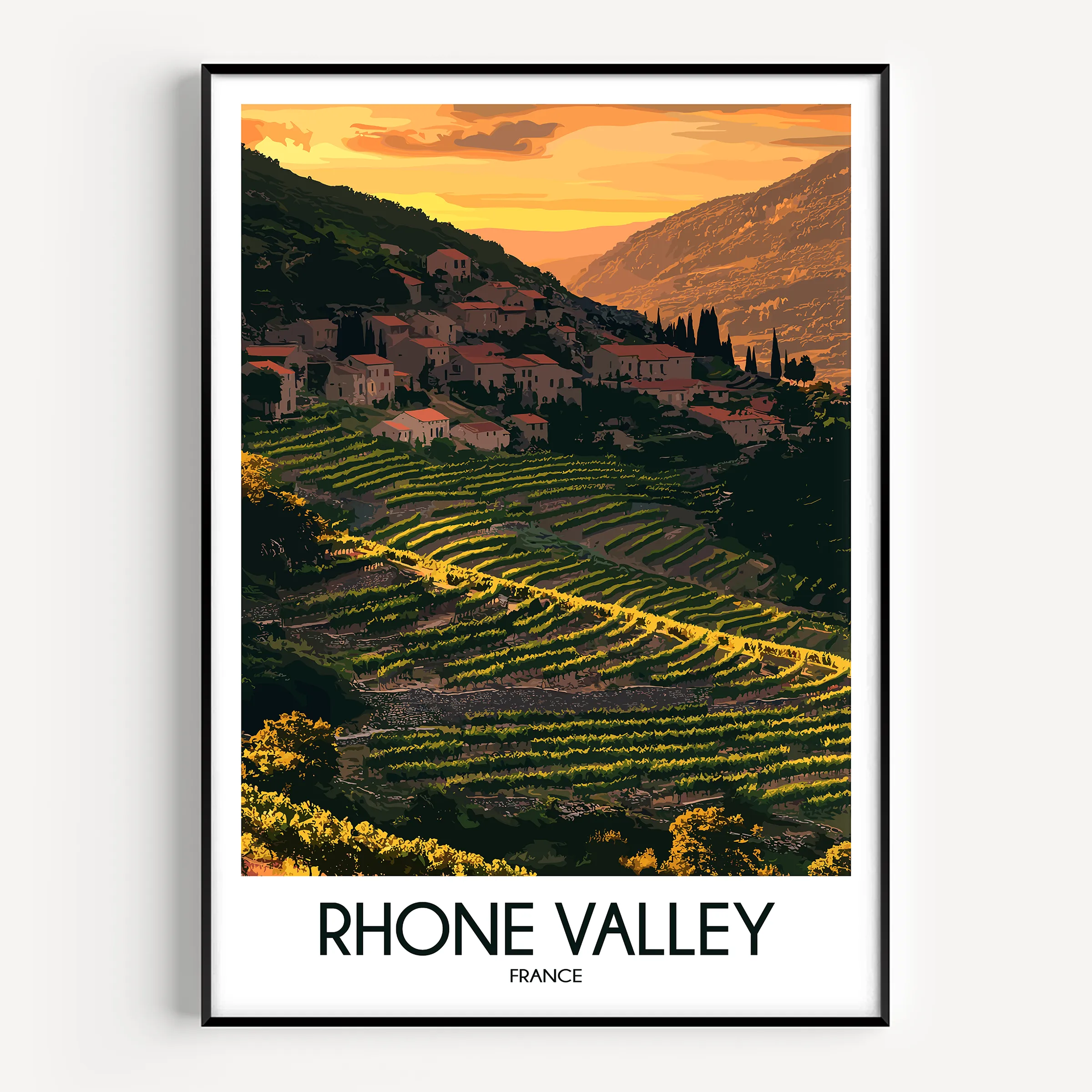 Rhone Valley Retro Travel Illustration