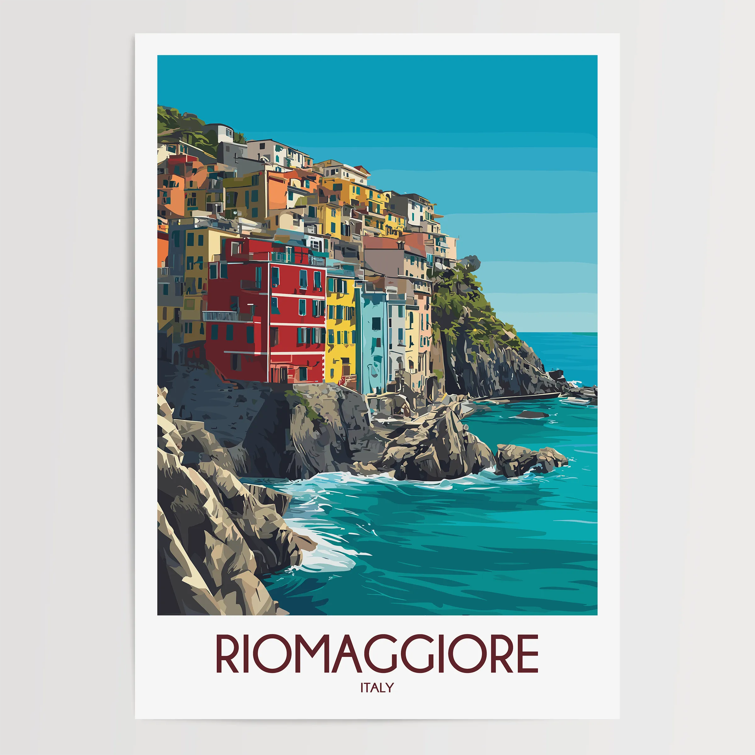 Riomaggiore Retro Travel Illustration